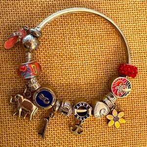 Princess Cruises Silver Tone Charm Bracelet Enamel Dangle Charms Love Boat